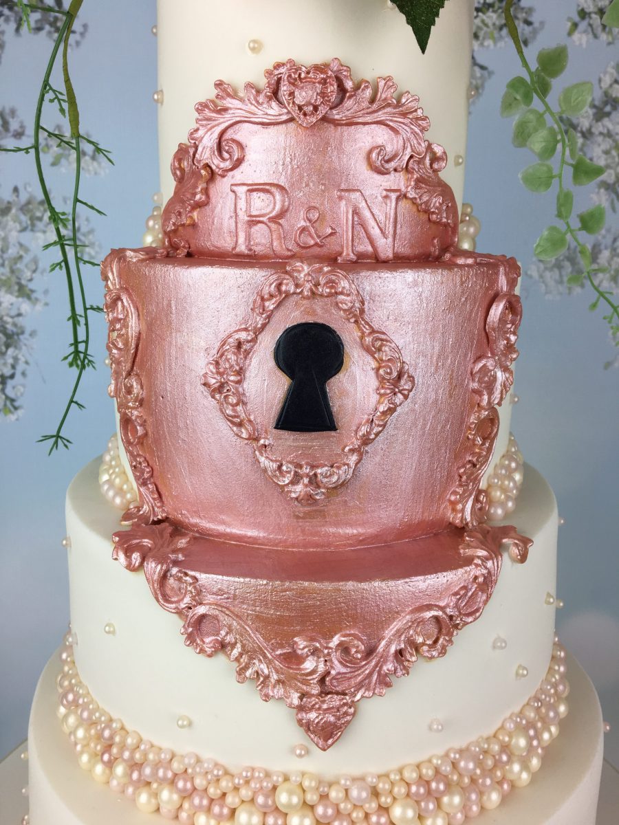Fairytale Rose Gold Lock Wedding Cake - Mel's Amazing Cakes