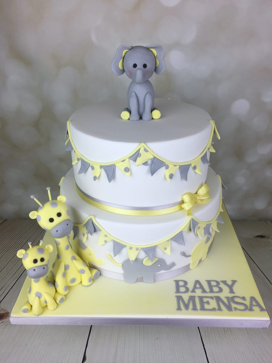 lemon and grey christening cake Mel's Amazing Cakes