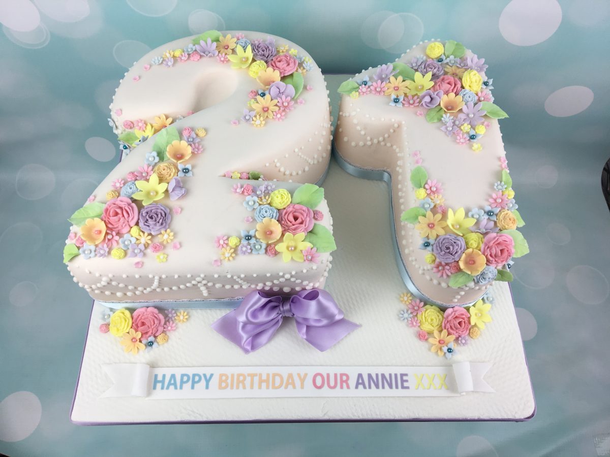Pretty Pastel Flowers 21st Birthday Cake Mel