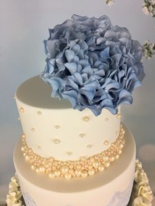 blue lace wedding cake