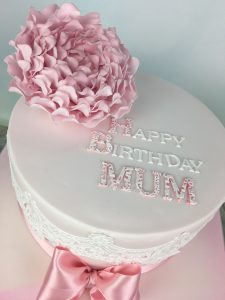 edible lace birthday cake