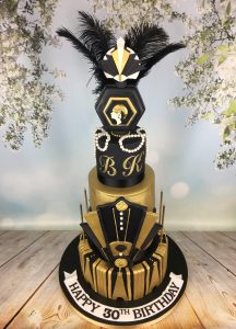 black and gold birthday cake