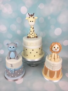 Cute animals christening cake