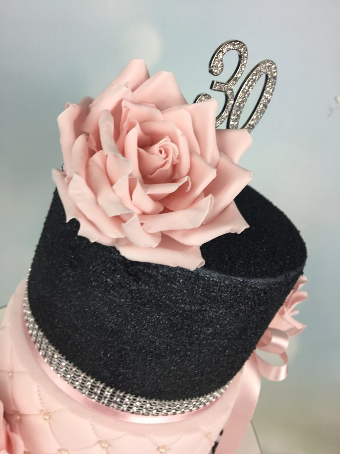 Two Tier Black & Pink Cake Mel's Amazing Cakes