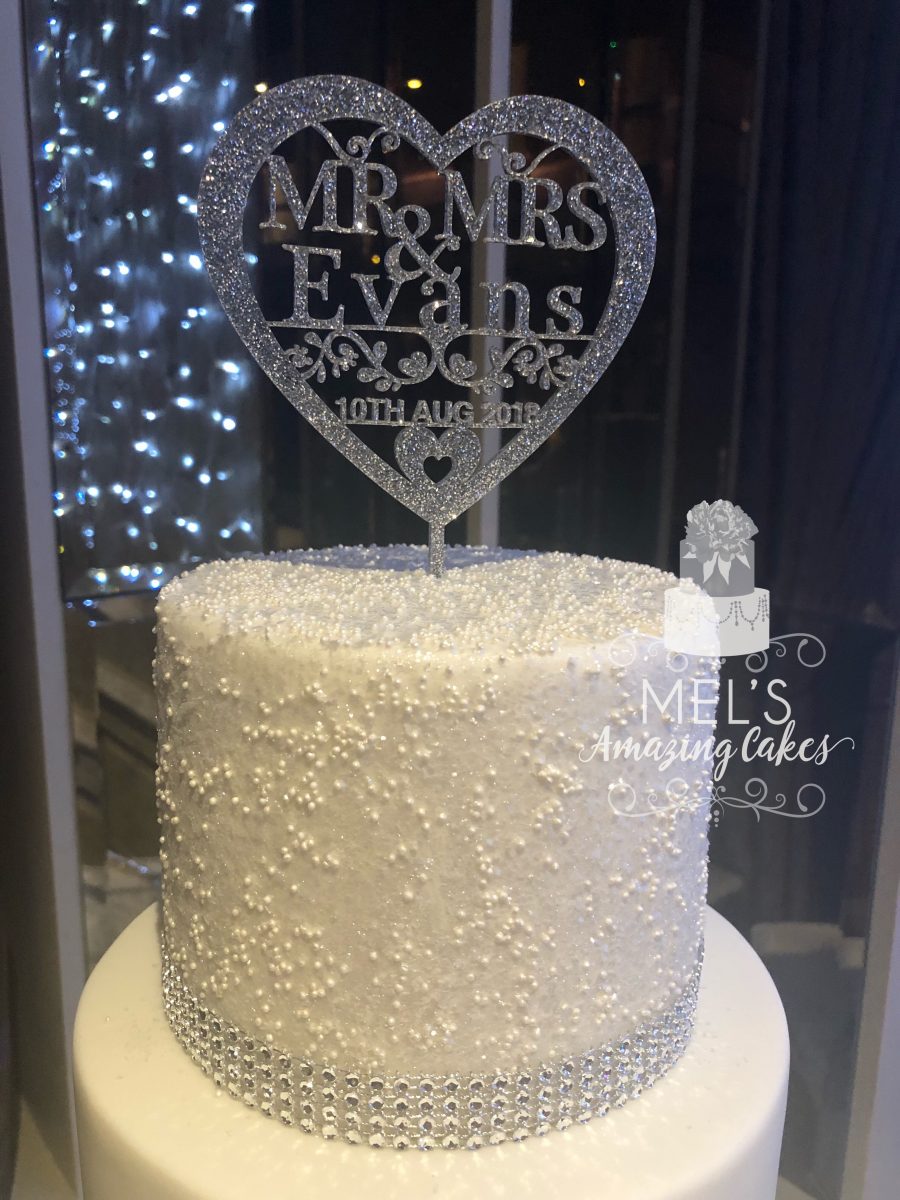 White Wedding Cake with Lace