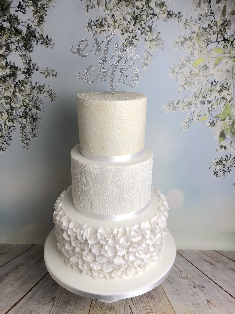 3 Tier White Wedding Cake