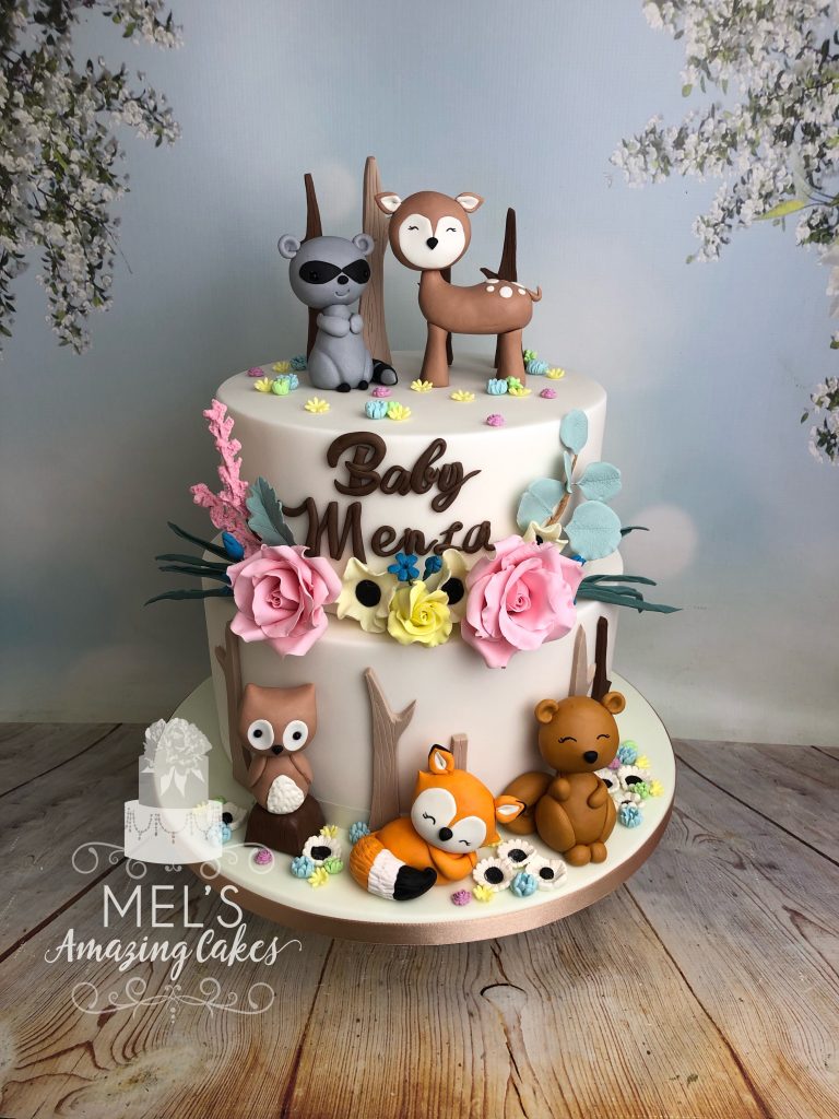 Woodland Animals Christening Cake Mel's Amazing Cakes