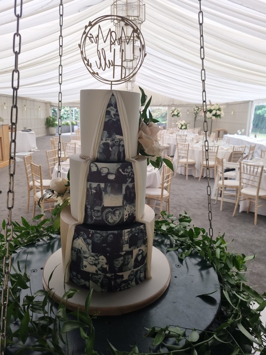 Secret reveal wedding cake